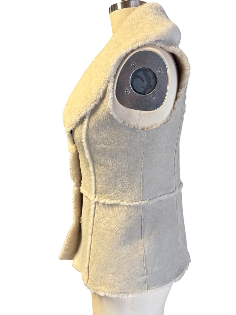 Lafayette 148 Beige Lambskin Cream Shearling Vest Size Small - Picture 4 of 13